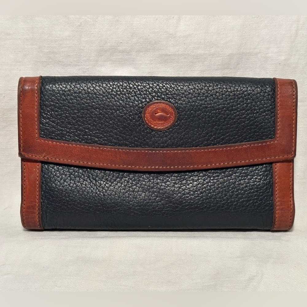 Vintage Dooney & Bourke Pebbled Leather Checkbook Trifold Wallet